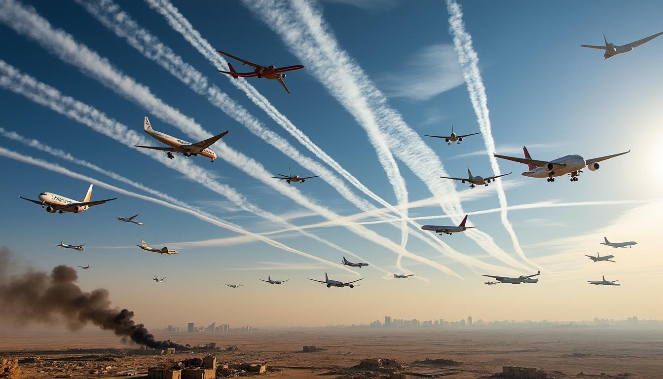 analyse de l'impact du conflit en iran sur le trafic aérien entre l'europe et l'asie, avec réduction des vols et multiplication des escales.