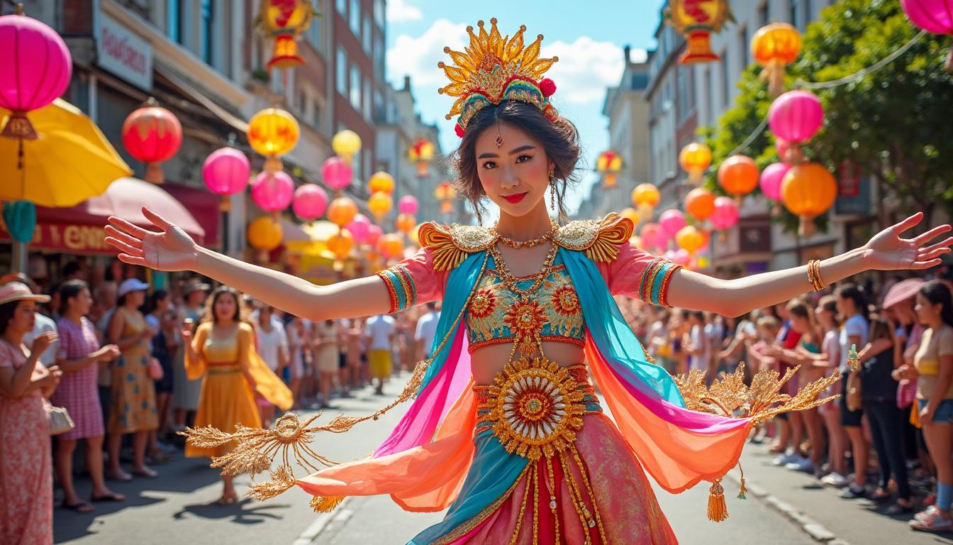 découvrez en images le défilé coloré des carnavaliers de flers, qui enchantent les rues avec un voyage festif et culturel à travers l'asie.
