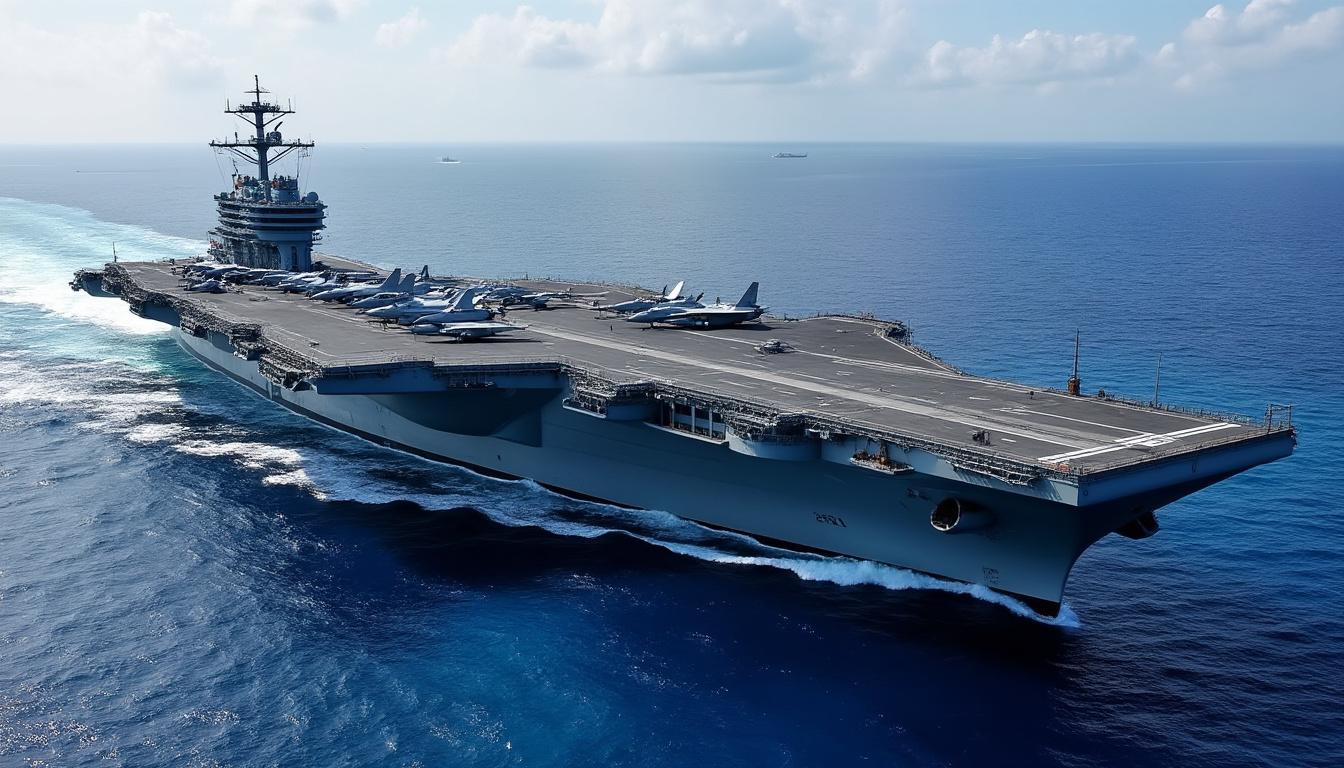 l'uss gerald ford, le plus grand porte-avions au monde, fait escale en crète pour des réparations après un incendie majeur à bord, soulignant l'importance de cette escale stratégique.